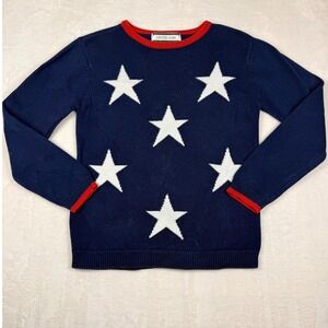 Vintage Star Print Long Sleeve Knit Sweater Women's Small Patriotic Americana